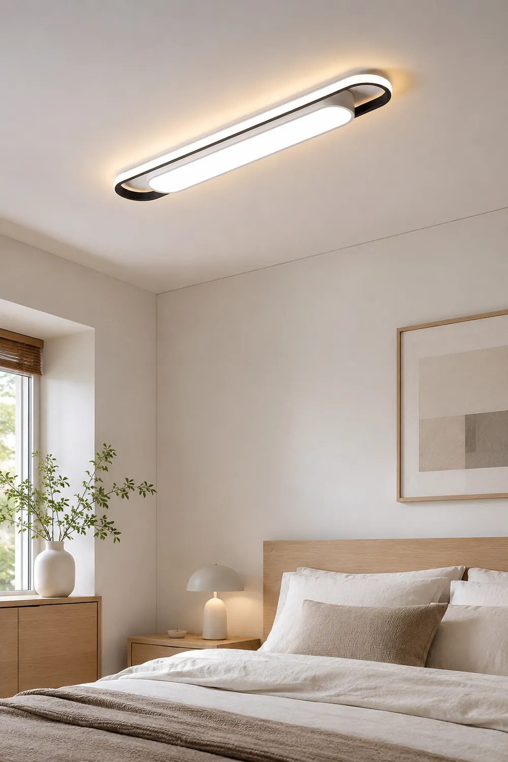 Quinn Minimalist Linear Flush Mount Ceiling Light, White - Lumpaz