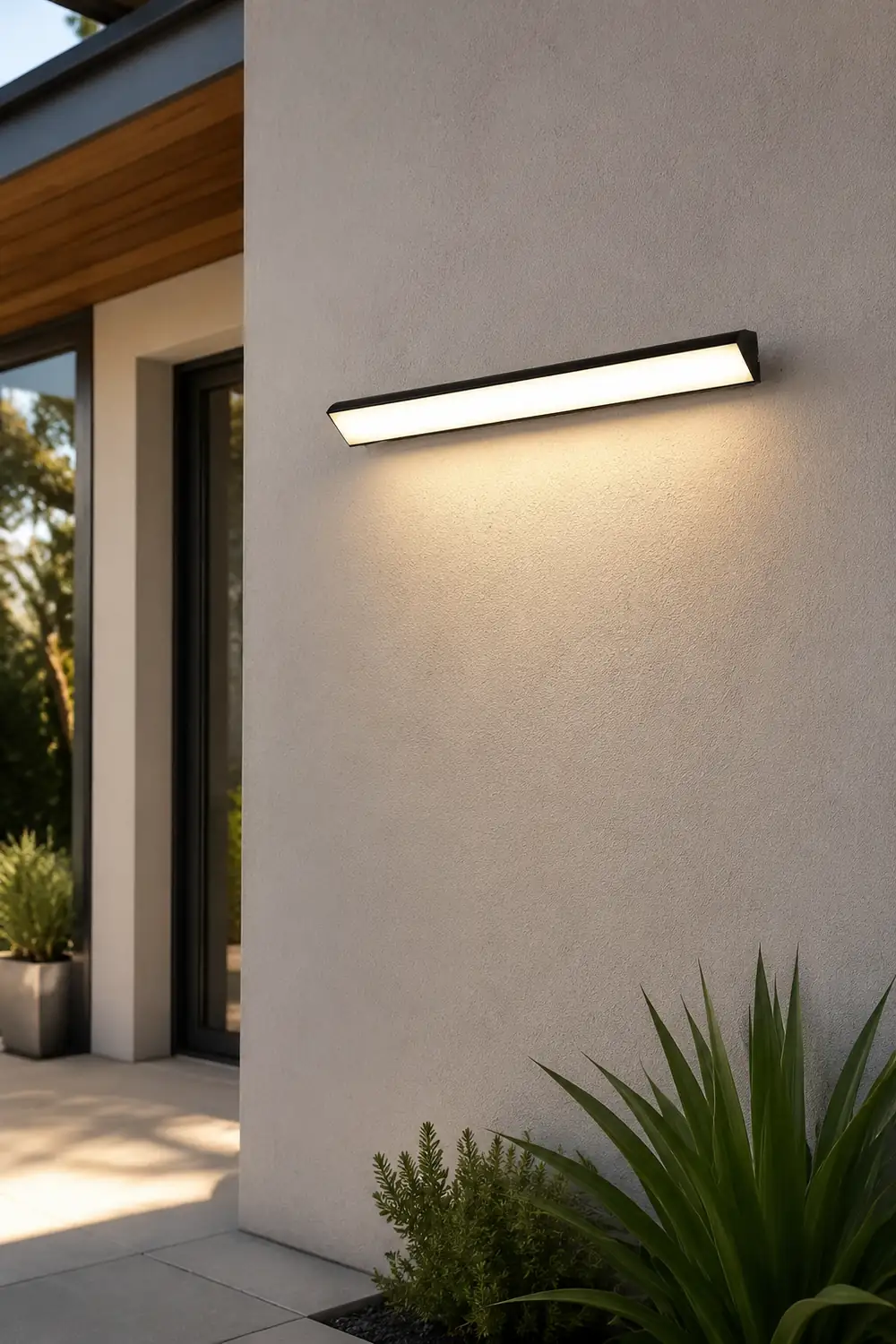 Edge Modern Tri-Rrism Metal/Acrylic Waterproof Outdoor Wall Lamp, Black - Lumpaz