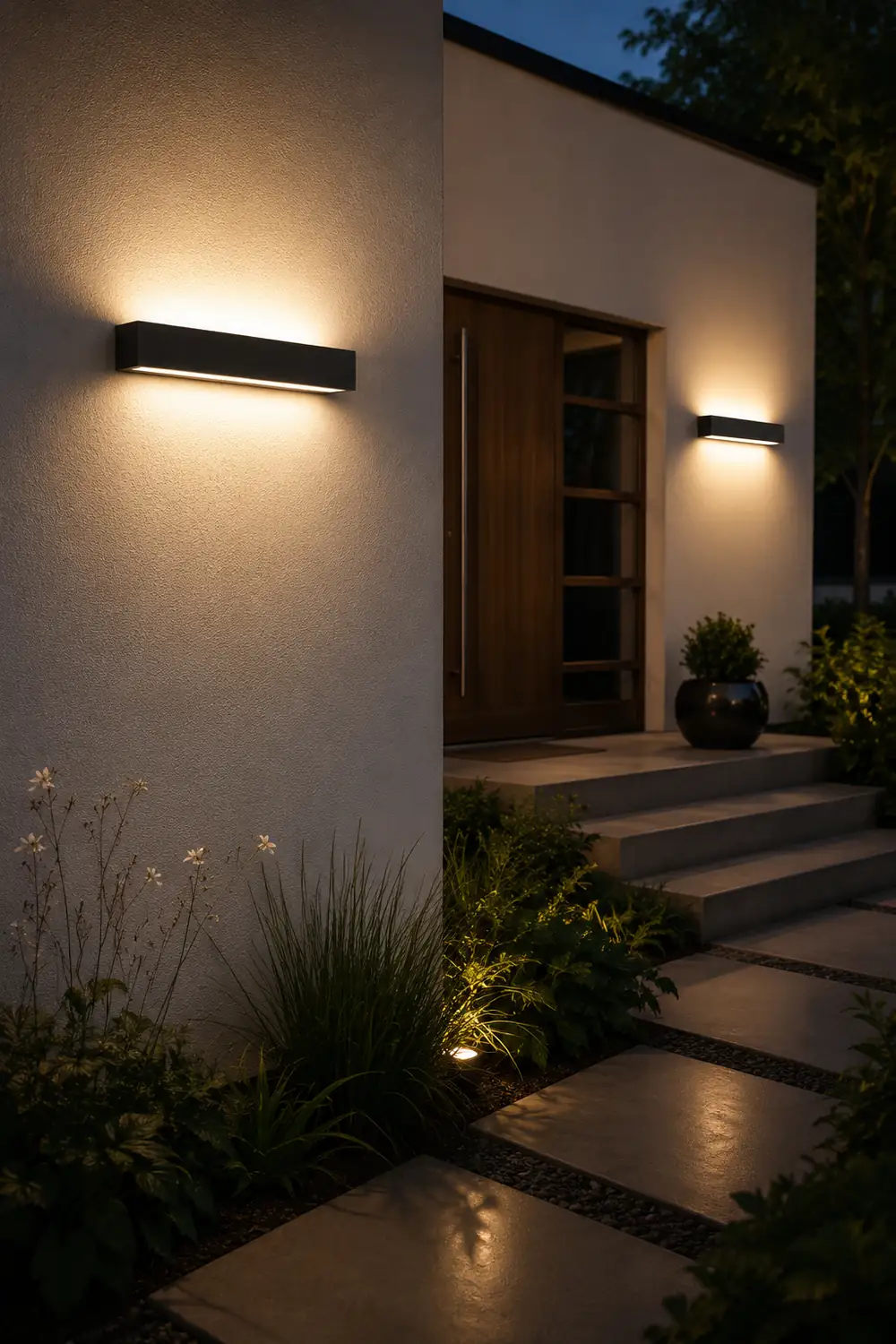 Edge LED Outdoor Wall Lamp, Black & White, 9.5"/15" - Lumpaz