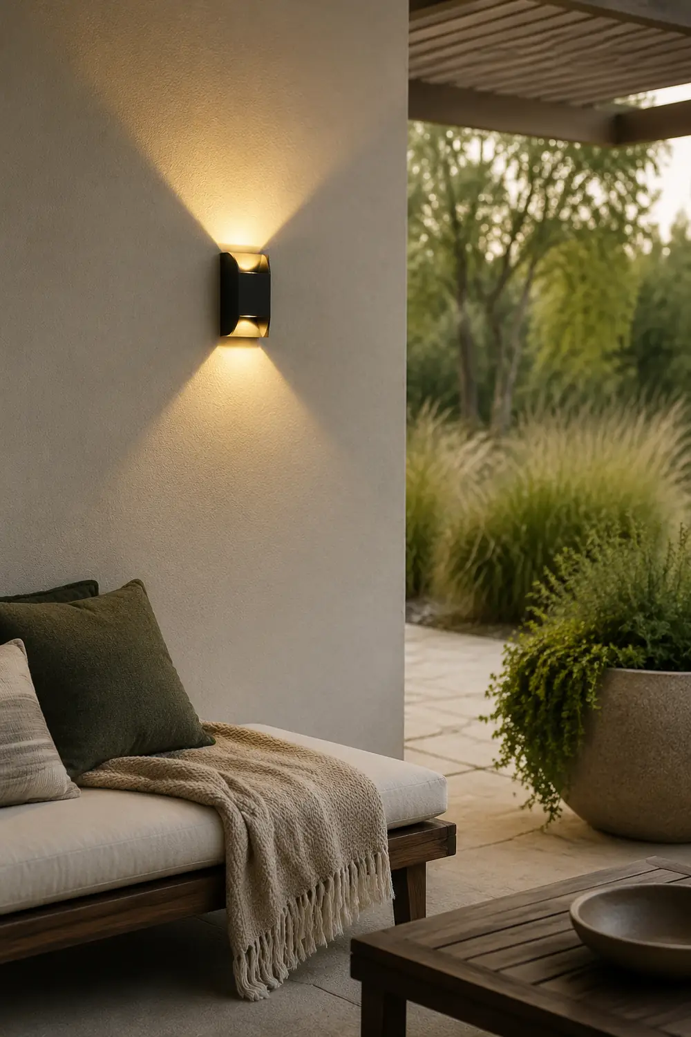 Orr Minimalist Up/Down Metal Outdoor Wall Lamp, Black - Lumpaz