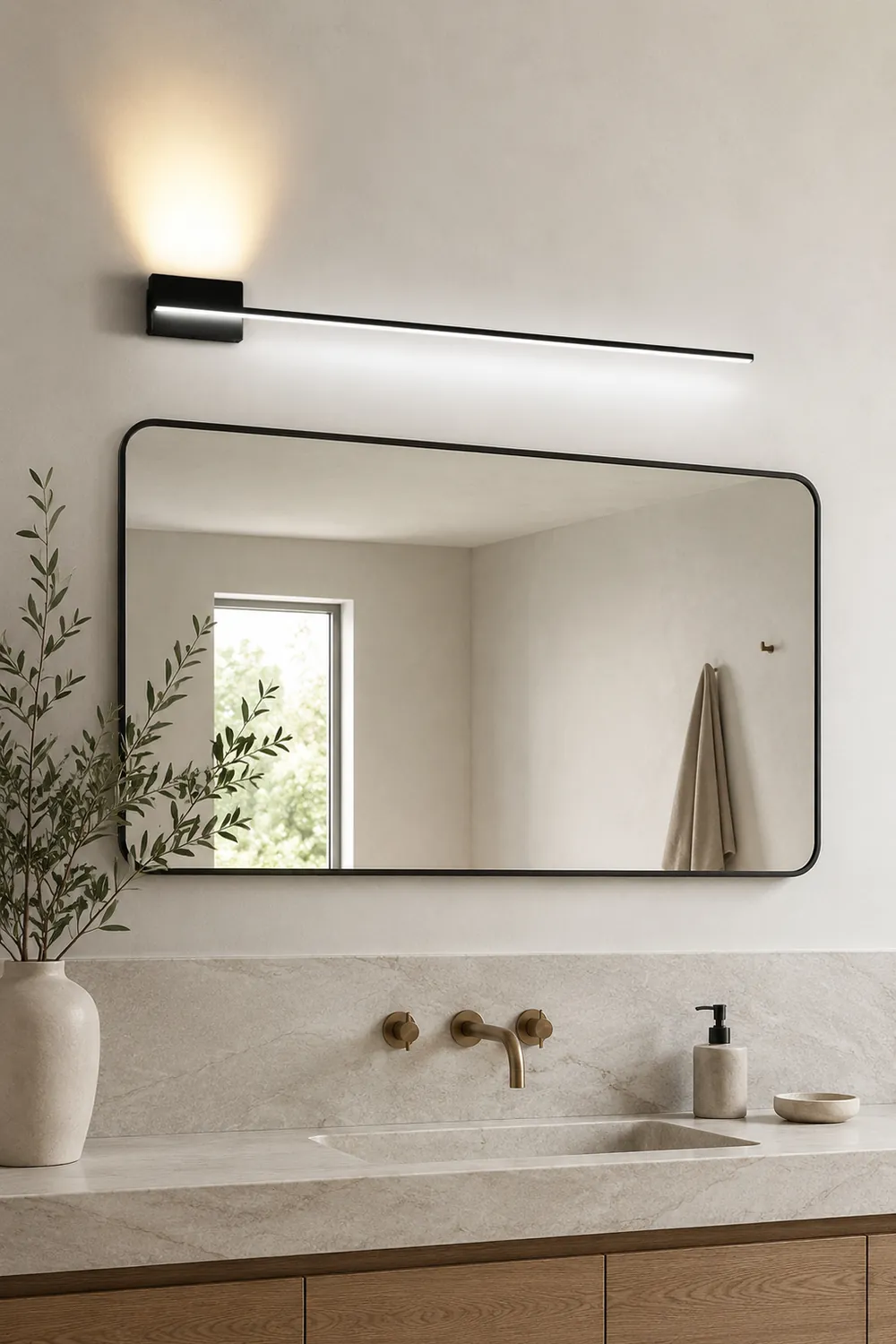 Edge Minimalist Linear Metal Vanity Wall Light Black Bathroom - Lumpaz