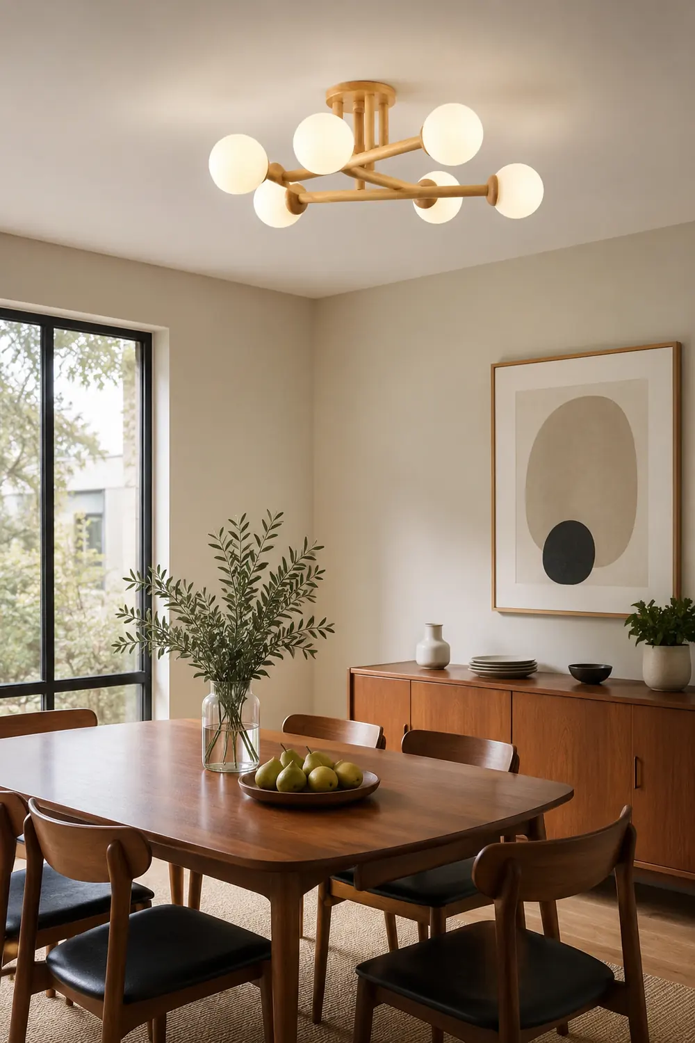 Ozawa Modern Globe Wood/Glass Flush Mount Ceiling Light - Lumpaz