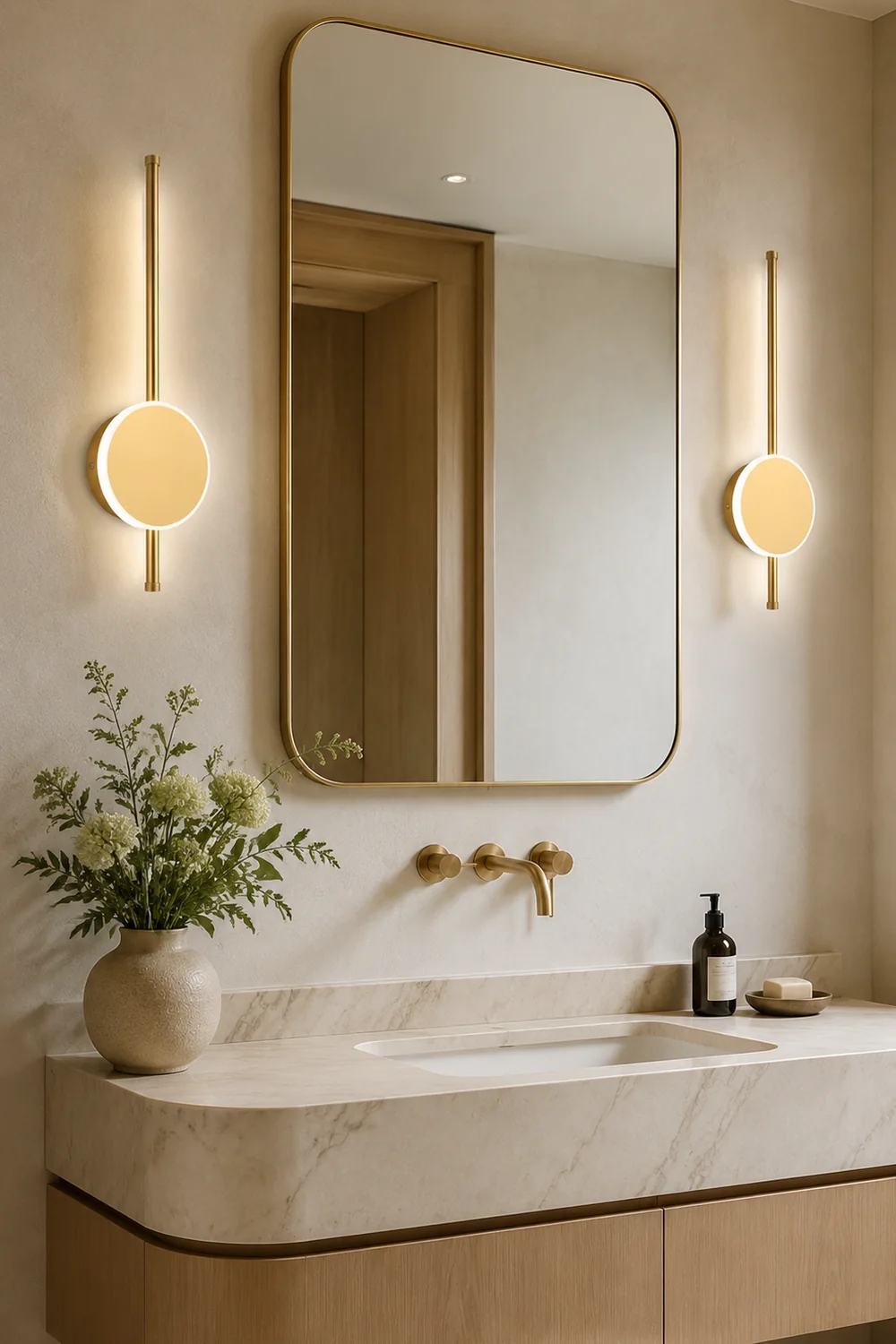 Edge Modern Round Linear Metal Wall Lamp, White/Black/Gold - Lumpaz