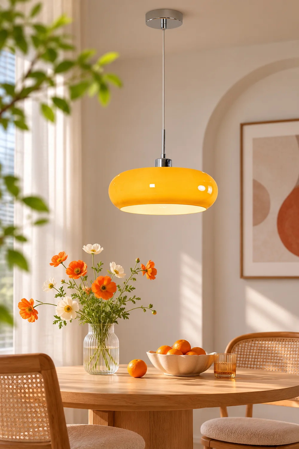 Hailie Bread Shape Glass Pendant Light Retro Orange/White - Lumpaz