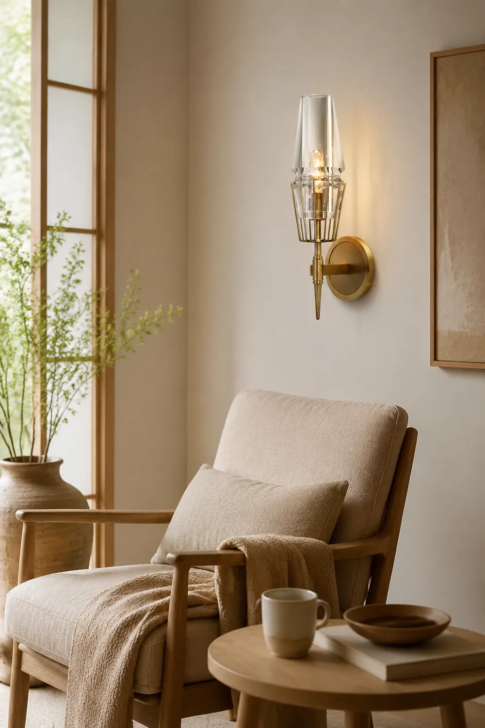 Blair Vintage Lantern Metal/Glass Wall Lamp, Gold - Lumpaz