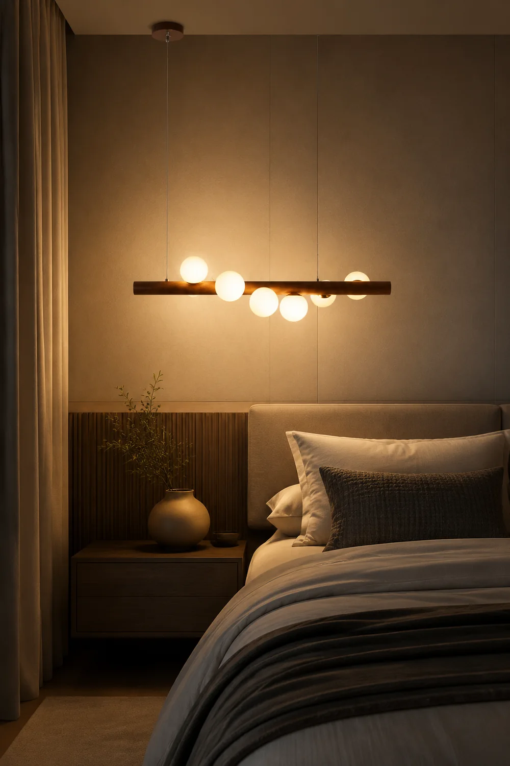 Valentina Glass Bubble Pendant Light Wood/Walnut - Lumpaz
