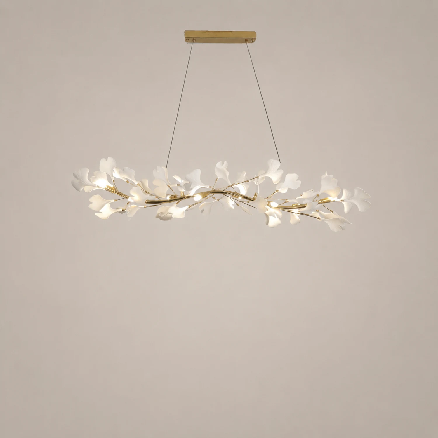 Ophelia CeraAut Modern Art Deco Metal & Ceramic Chandelier, Gold - Lumpaz