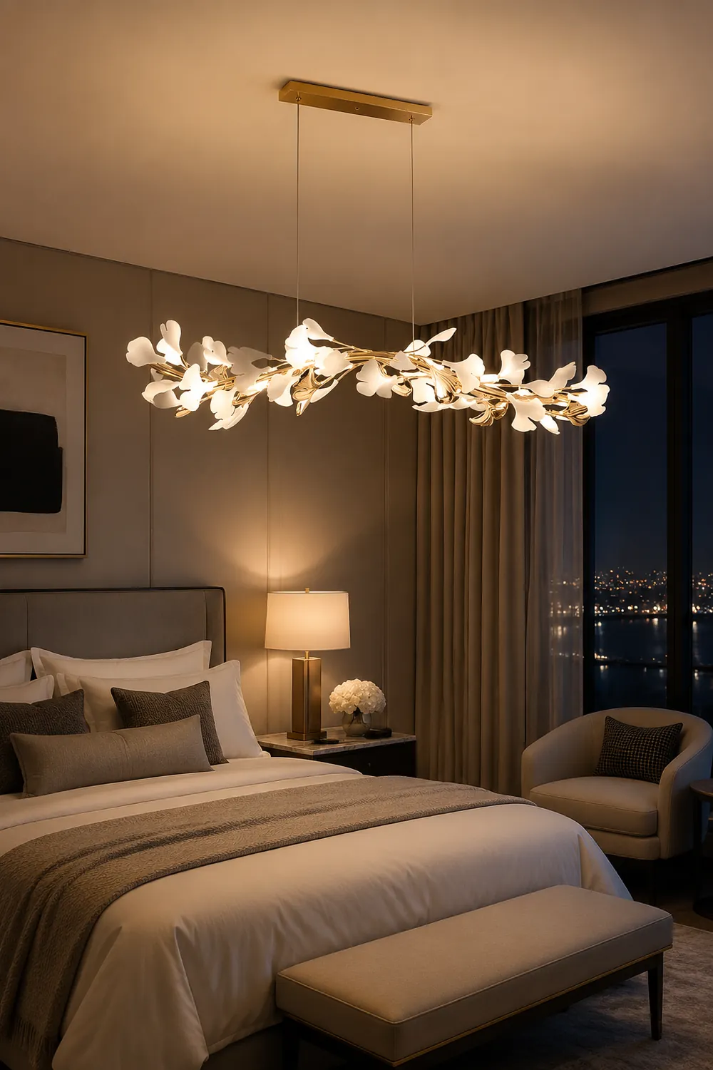 Ophelia CeraAut Modern Art Deco Metal & Ceramic Chandelier, Gold - Lumpaz