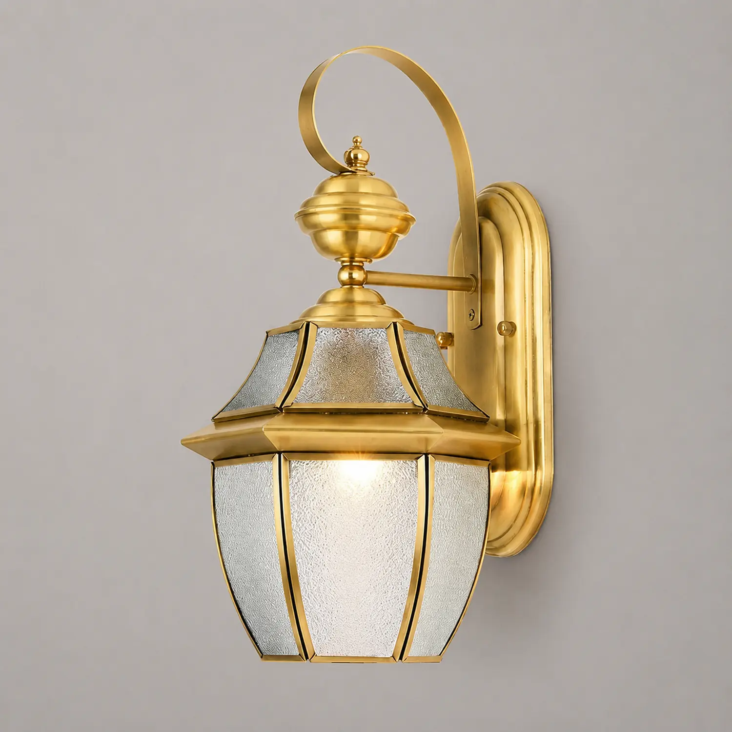 Alessio Vintage Lantern Metal Outdoor Wall Lamp, Gold - Lumpaz