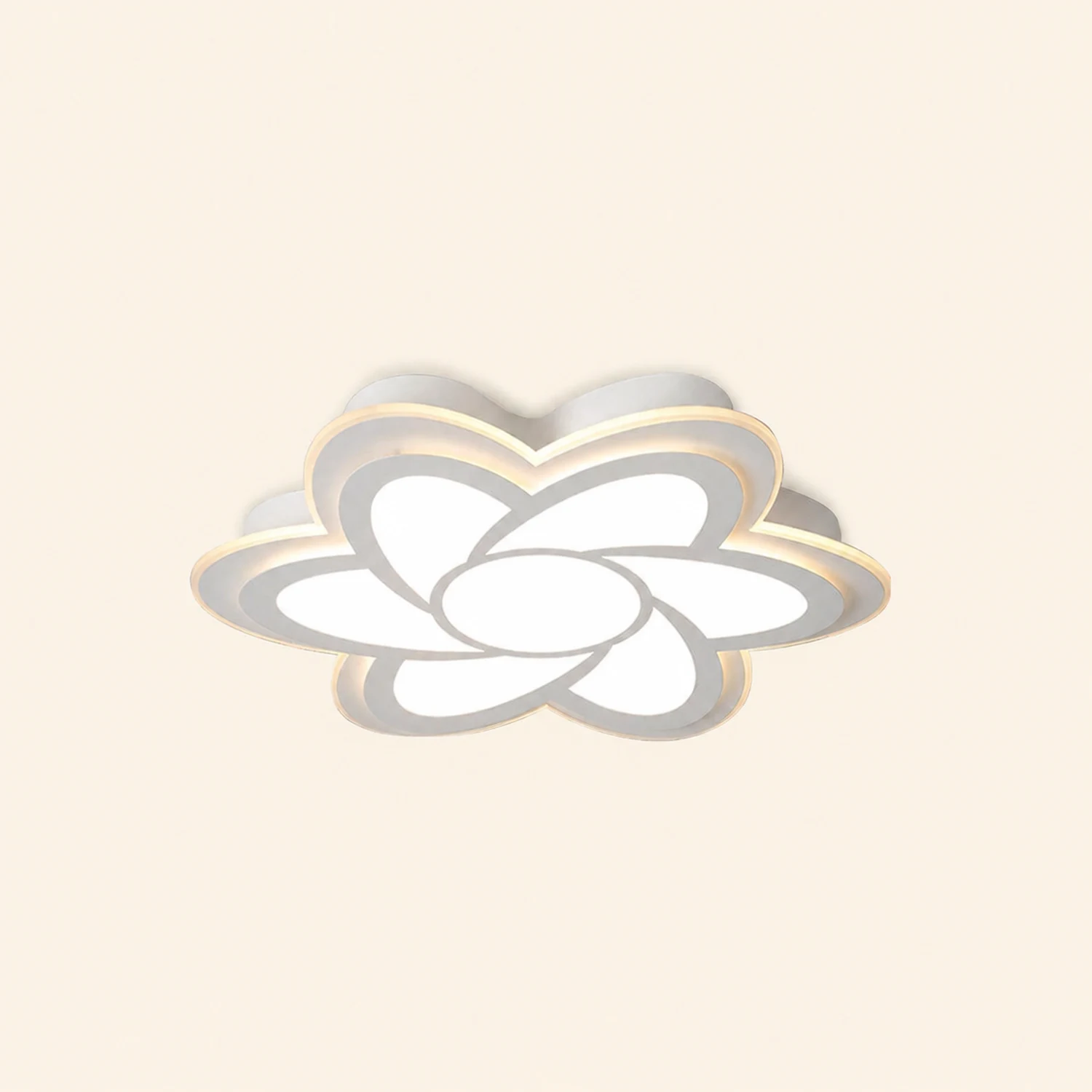 Hana Modern White Flower Flush Mount Ceiling Light, Metal - Lumpaz