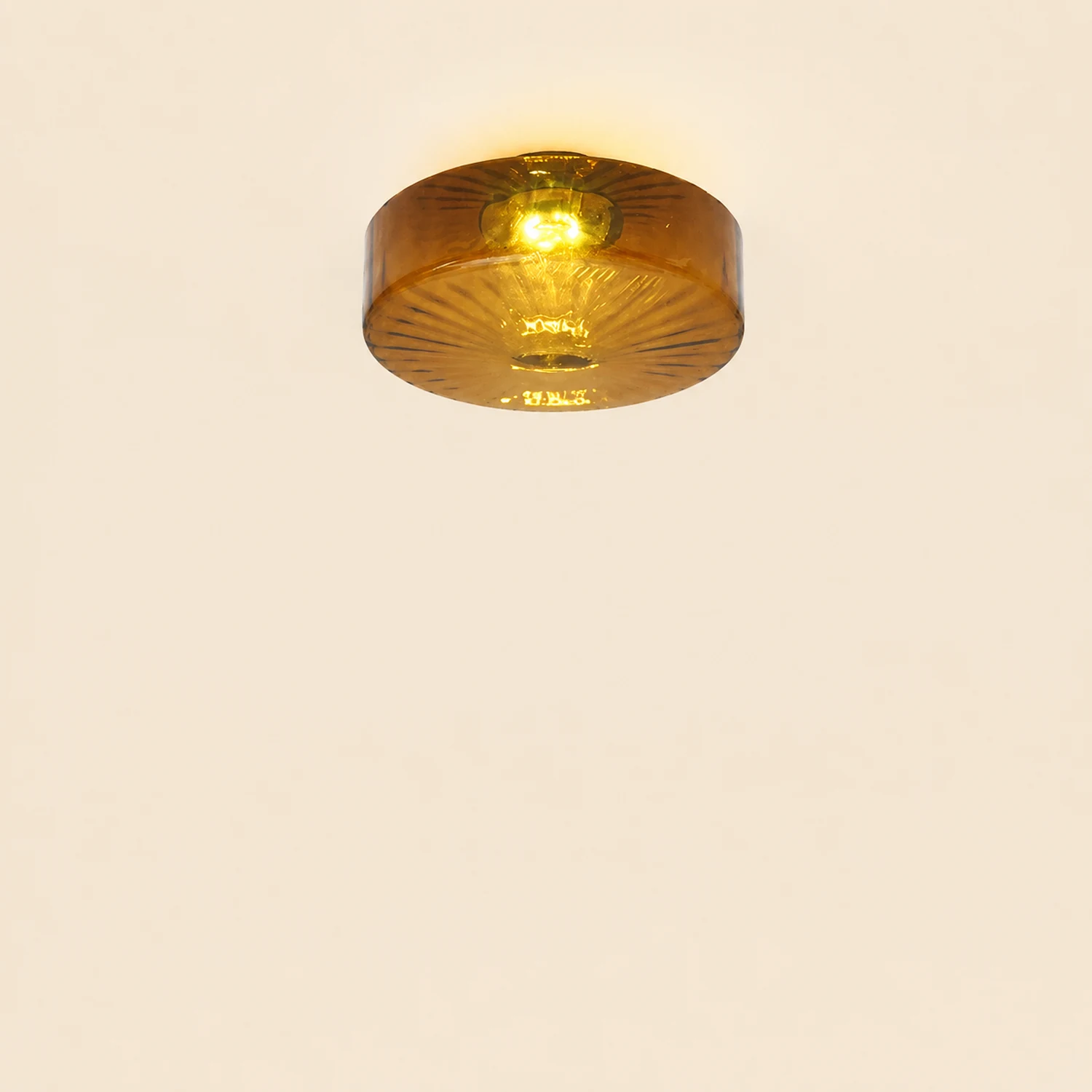 Hailie Modern Round Flush Mount Ceiling Light Brown Metal/Glass Kitchen/Living Room - Lumpaz