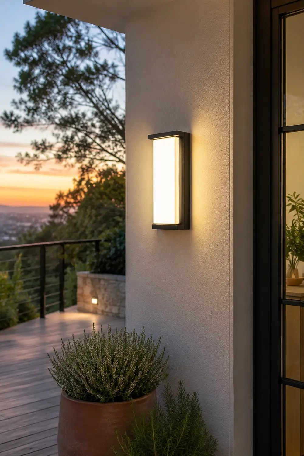 Orr Modern Minimalist Rectangular Metal Outdoor Wall Lamp, Black - Lumpaz