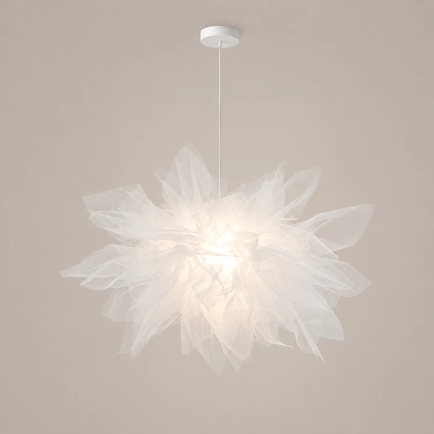 Bella Modern Flower Fabric Pendant Light, Bedroom, White - Lumpaz