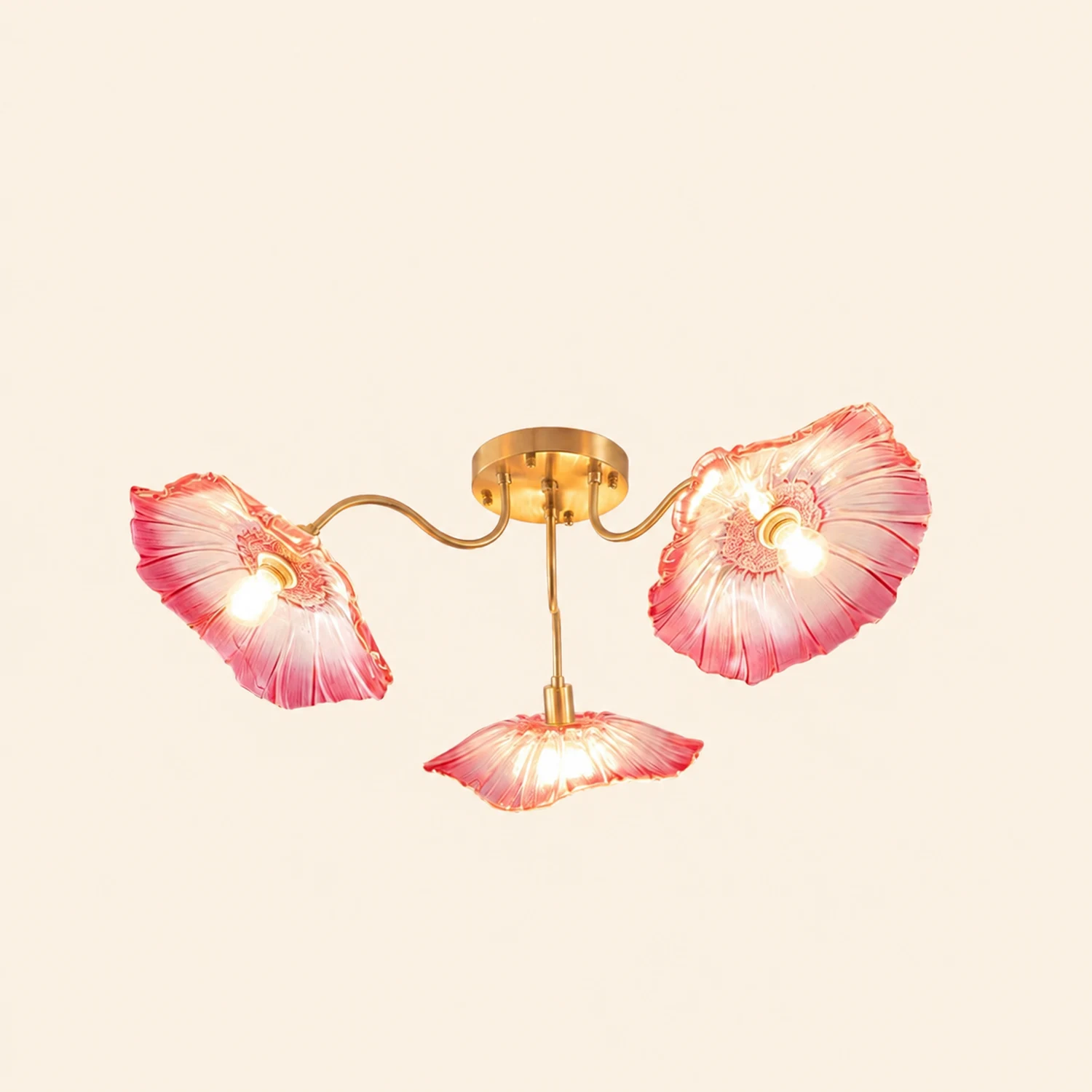 Hailie Modern Flower Ceiling Light  Metal/Glass Clear/Pink Bedroom - Lumpaz