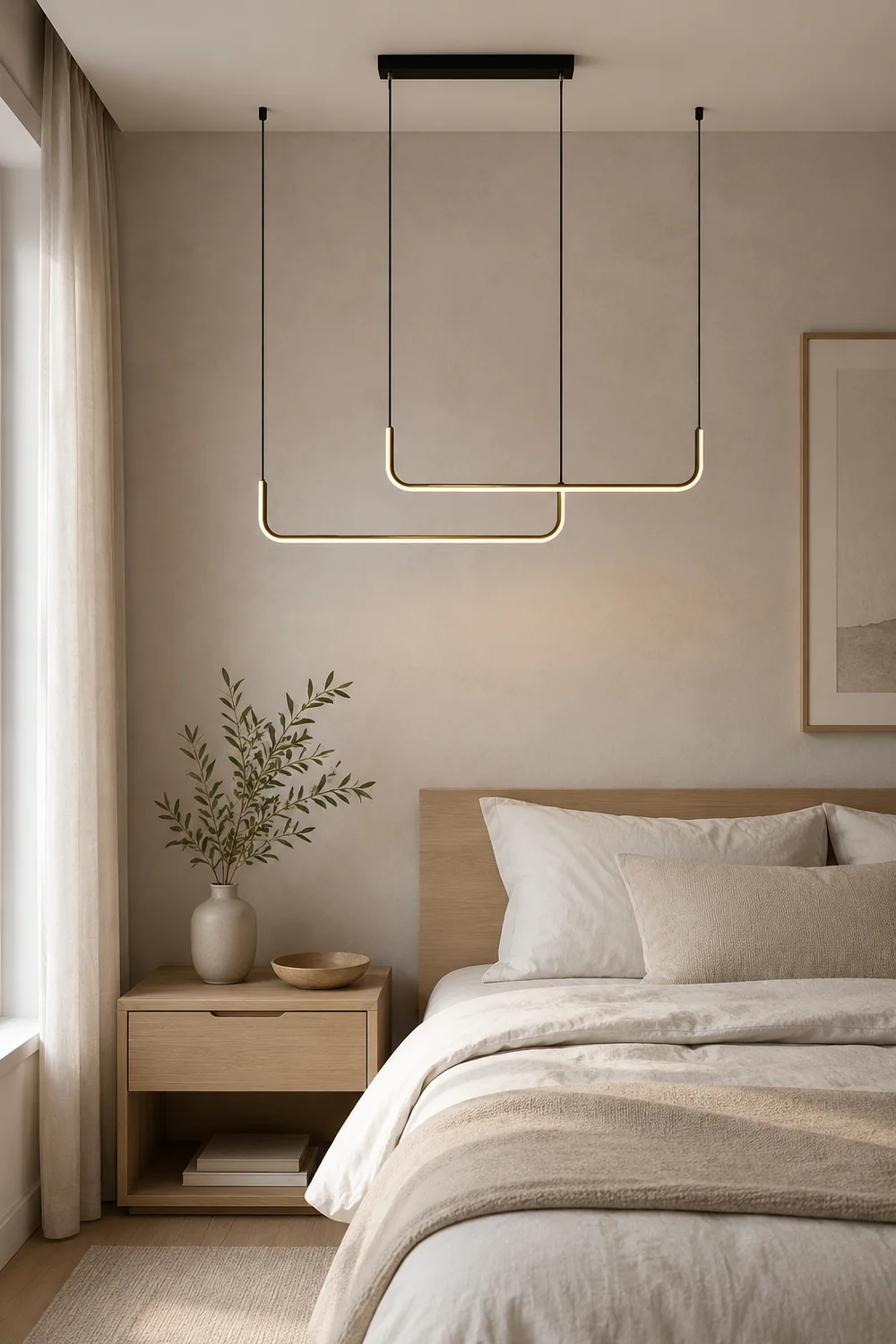 Edge Modern Linear Pendant Light Double Frame, Black/Gold - Lumpaz
