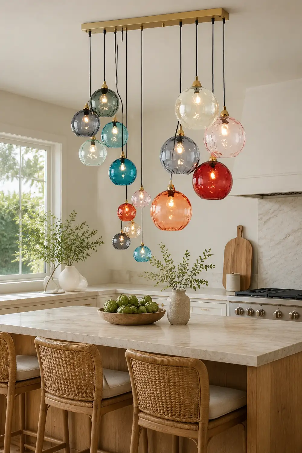Hailie Colorful Glass Ball Pendant Lights Water Ripple - Lumpaz