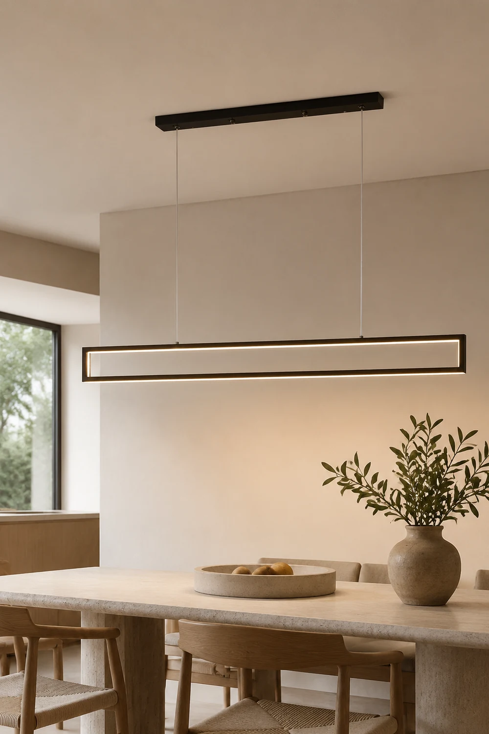 Edge Modern Metal Vertical Rectangular Pendant Light, Black - Lumpaz