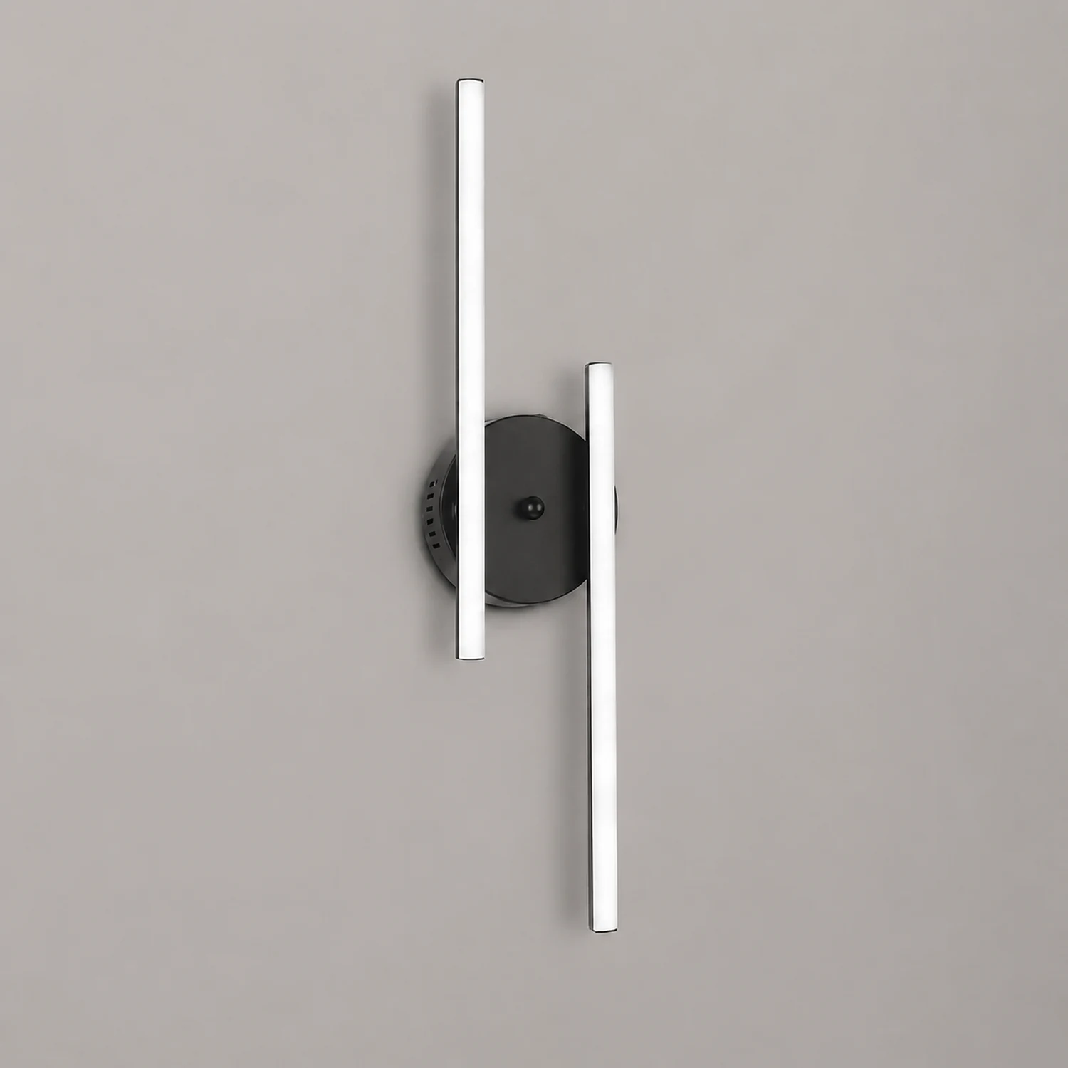Edge Modern Double Linear Metal Wall Lamp, Black/Silver - Lumpaz