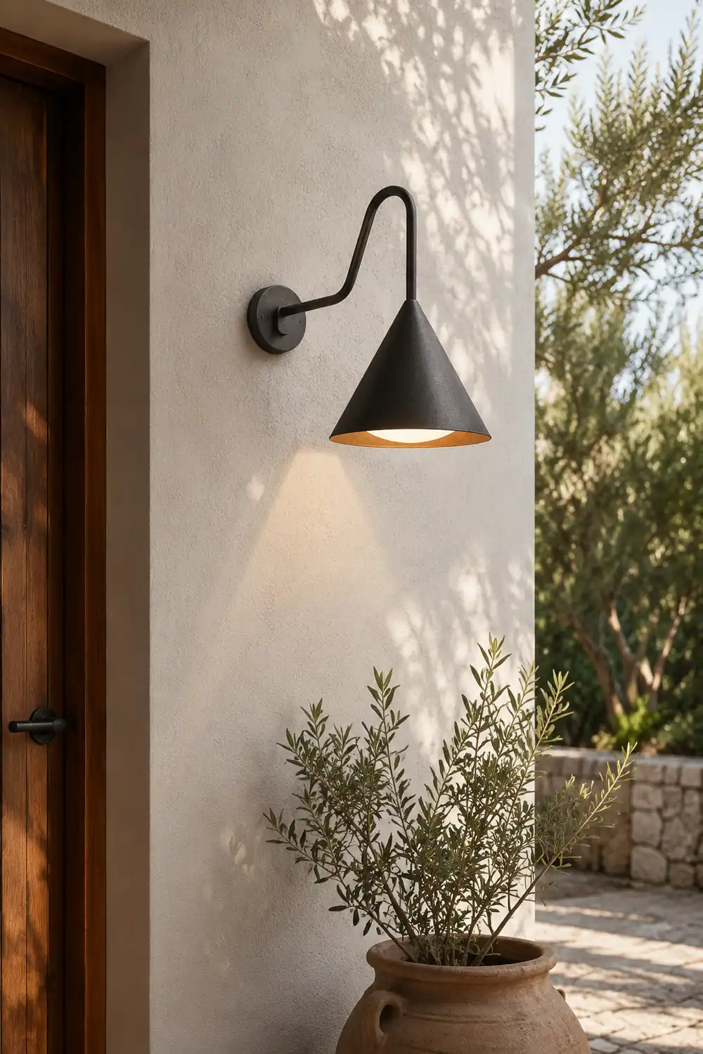 Carins Modern Minimalist Cone Metal Outdoor Waterproof Wall Lamp，Black/Gold - Lumpaz
