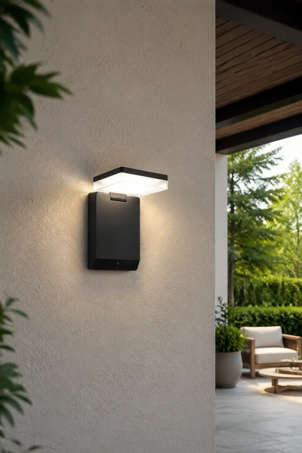 Orr Modern Minimalist Right-Angle Acrylic Sensor Solar Waterproof Outdoor Wall Lamp, Black - Lumpaz