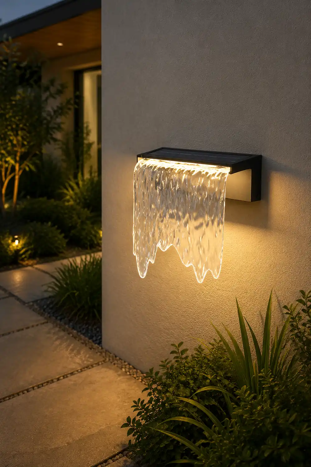 Isaac Modern Minimalist Metal/Acrylic Solar Waterproof Outdoor Wall Lamp, Black - Lumpaz
