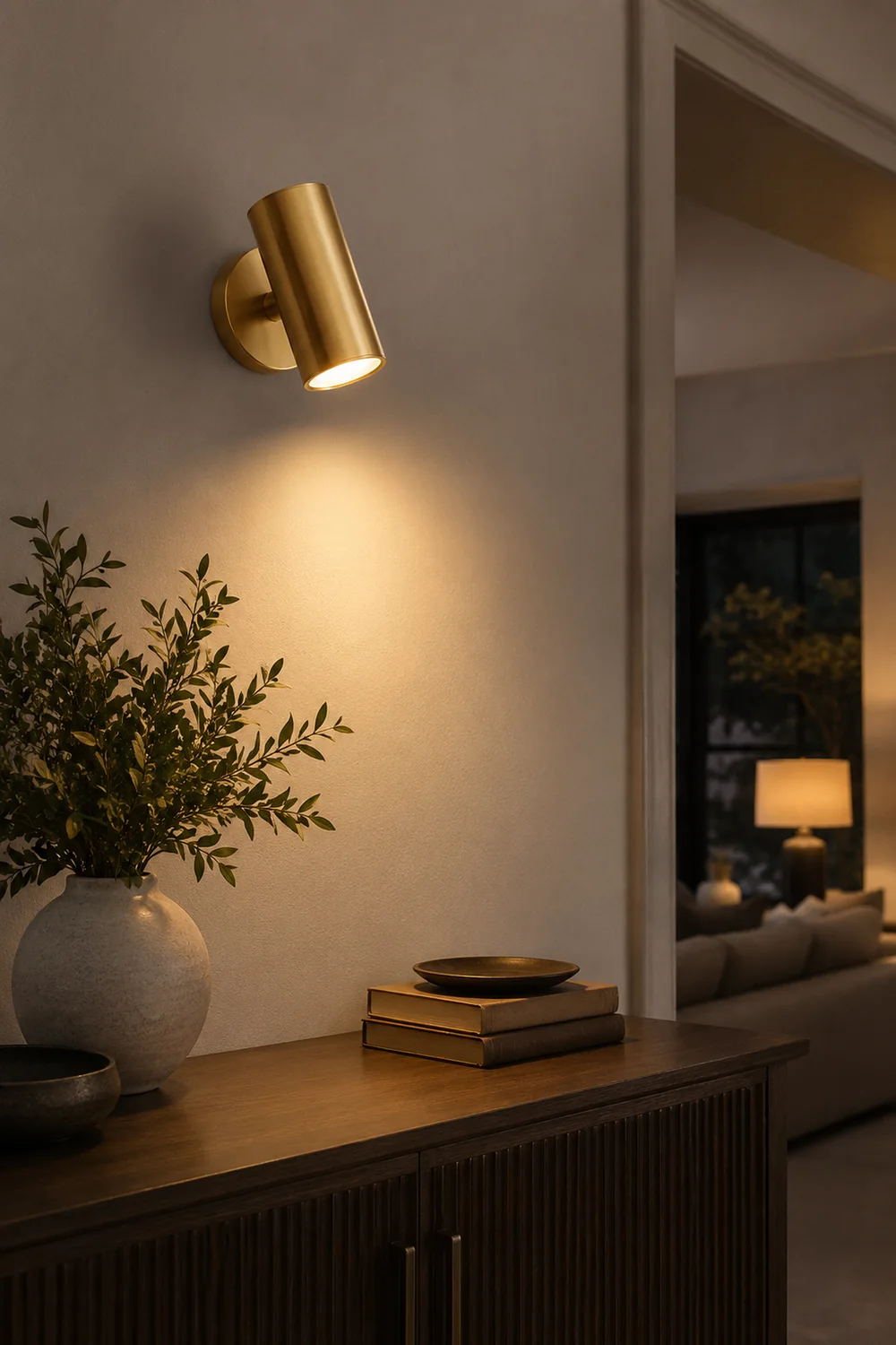 Freja Moden Spotlight Cylindrical Metal Wall Lamp, Gold/Black - Lumpaz