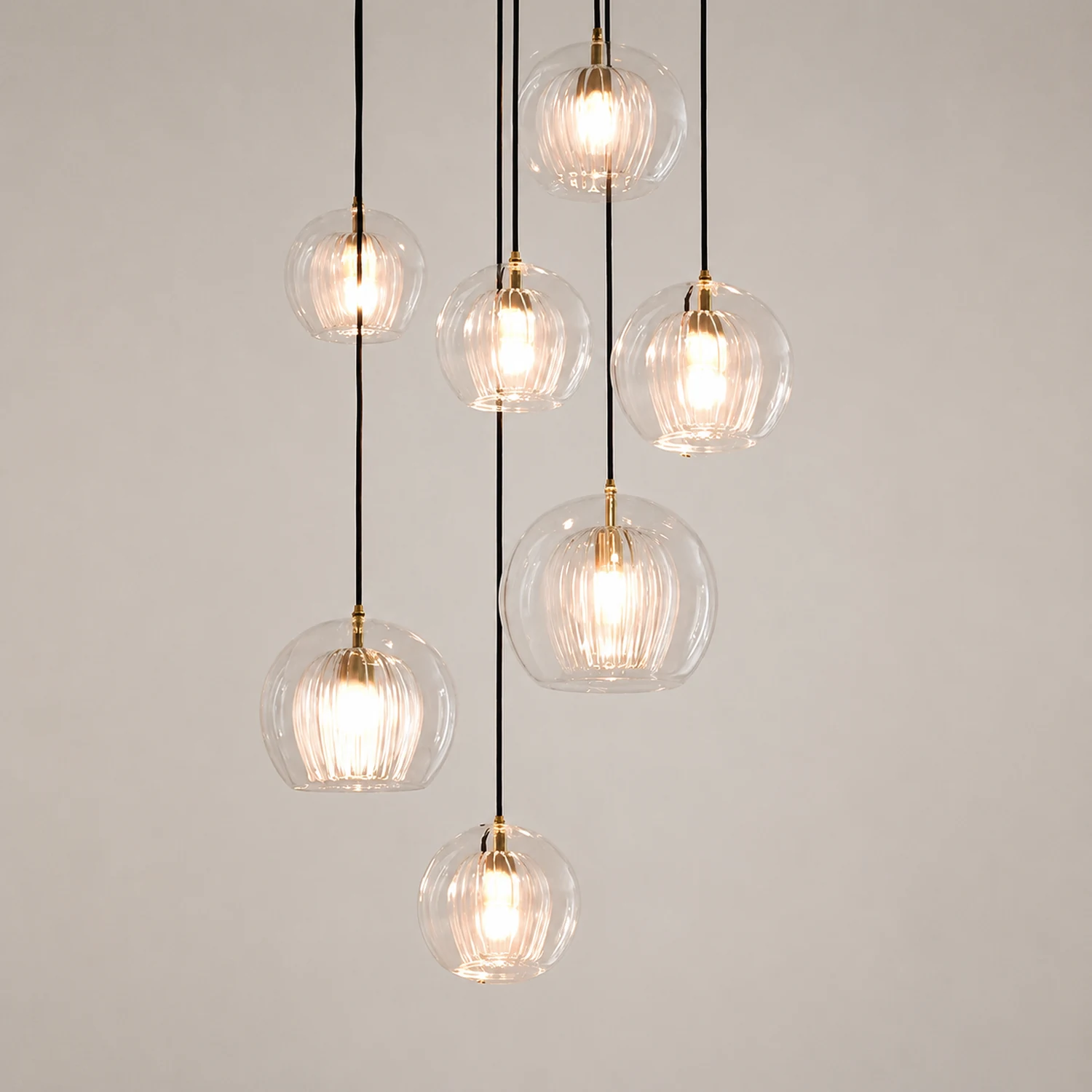 Hailie Nordic Glass Globe Pendant Light Clear/Amber Bedroom - Lumpaz