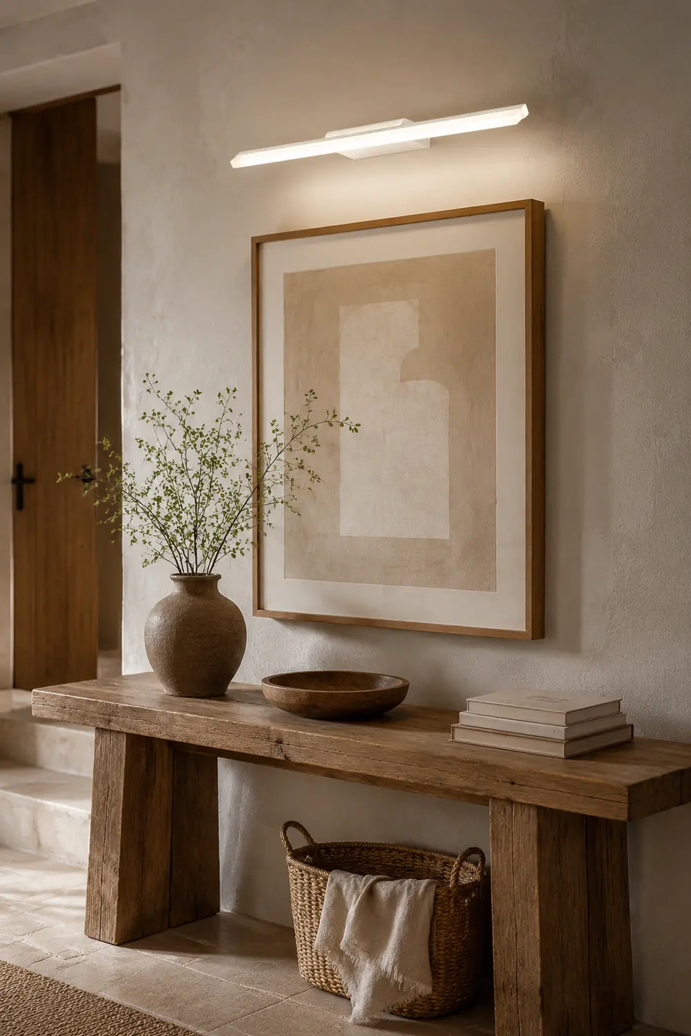 Leigh Minimalist Linear Metal/Acrylic Wall Lamp, White, Bathroom - Lumpaz