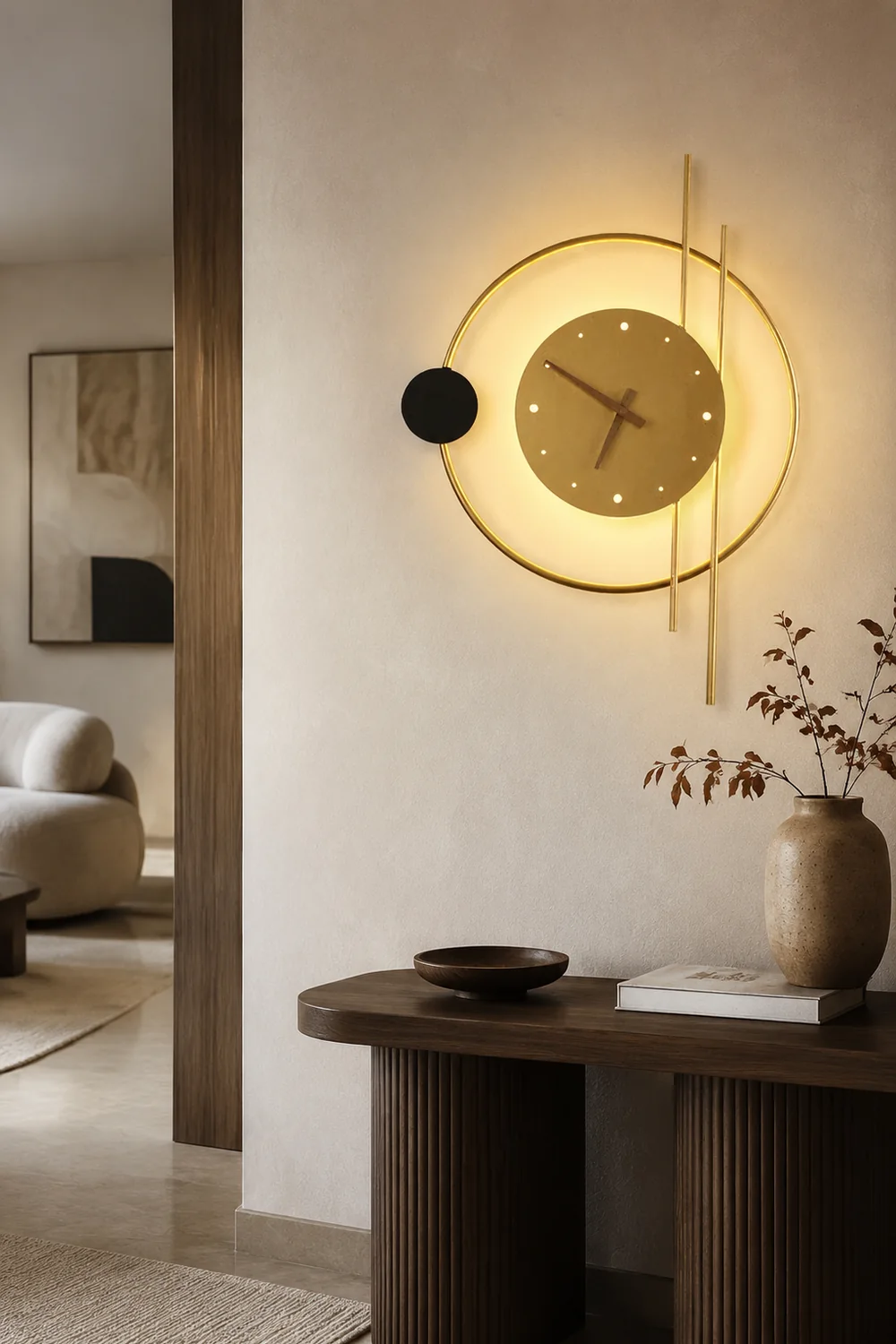 Nielsen Wall Lamp Clock, Black & Gold,  Iron & Acrylic - Lumpaz