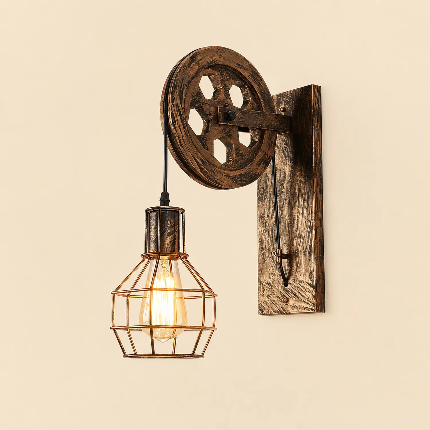 Alessio Wall Lamp Retro, Metal, Rust/Bronze/Black, Bedroom - Lumpaz