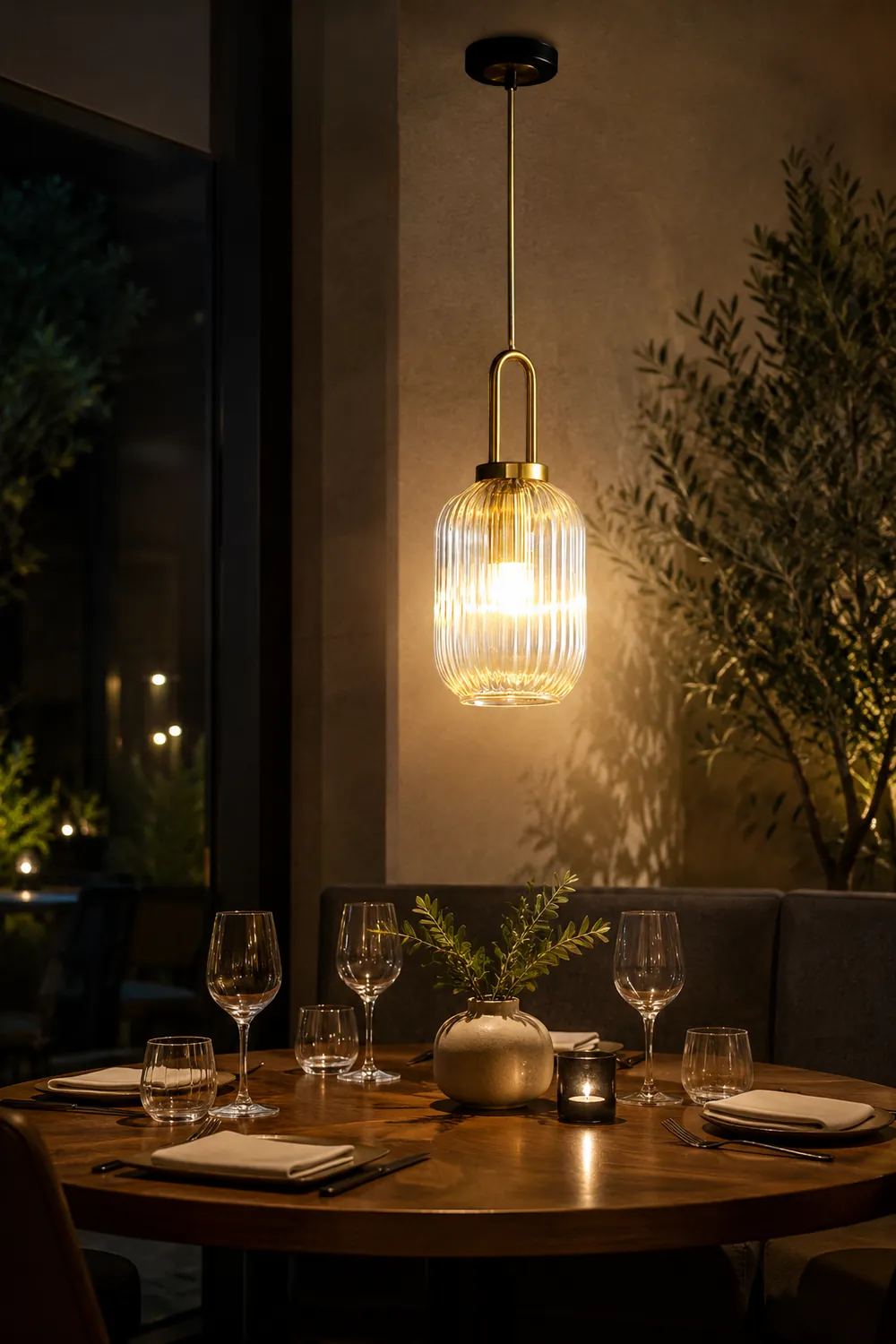 Sanna Modern Ribbed Clear Glass Pendant Light - Lumpaz