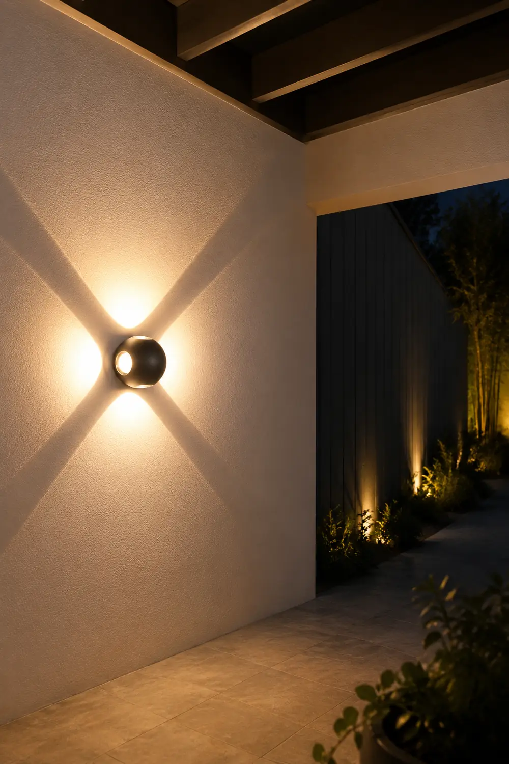 Orr Outdoor Wall Lamp Globe/Cruciform Ray Modern,Aluminum, Black, Garden - Lumpaz