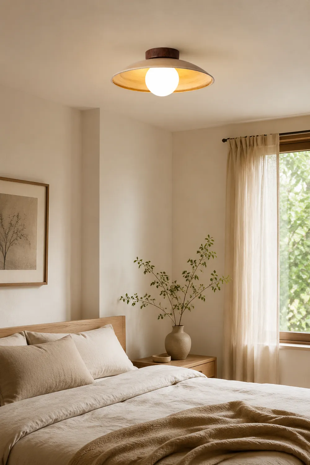 Ozawa Vintage Flush Mount Ceiling Light Wood/Metal/Glass Bar/ Hotels - Lumpaz