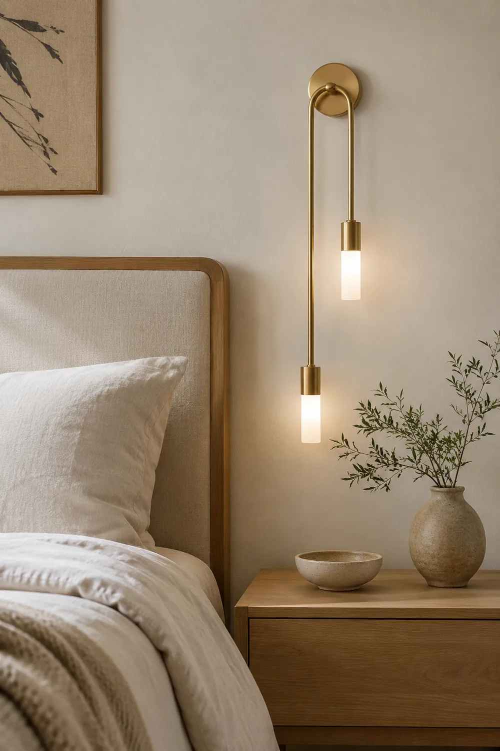 Meza Modern Stick Wall Sconce Gold Metal for Bedeside - Lumpaz