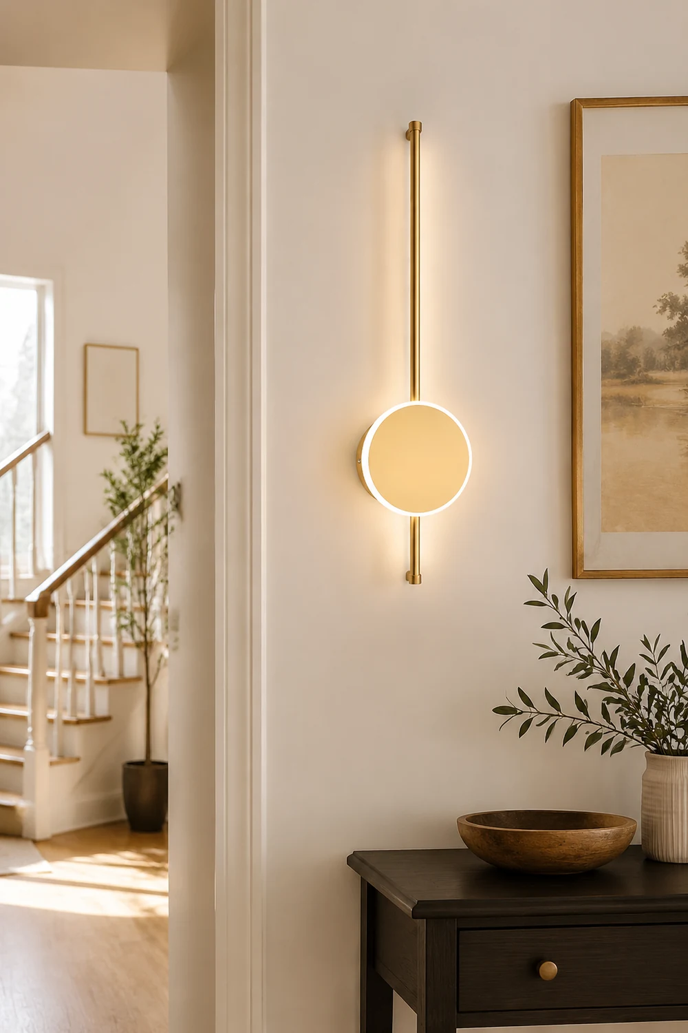 Edge Modern Round Linear Metal Wall Lamp, White/Black/Gold - Lumpaz