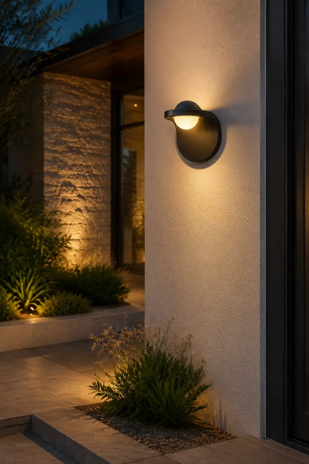 Orr Modern Arc Metal/Acrylic Solar Waterproof Adjustable Outdoor Wall Lamp, Black - Lumpaz