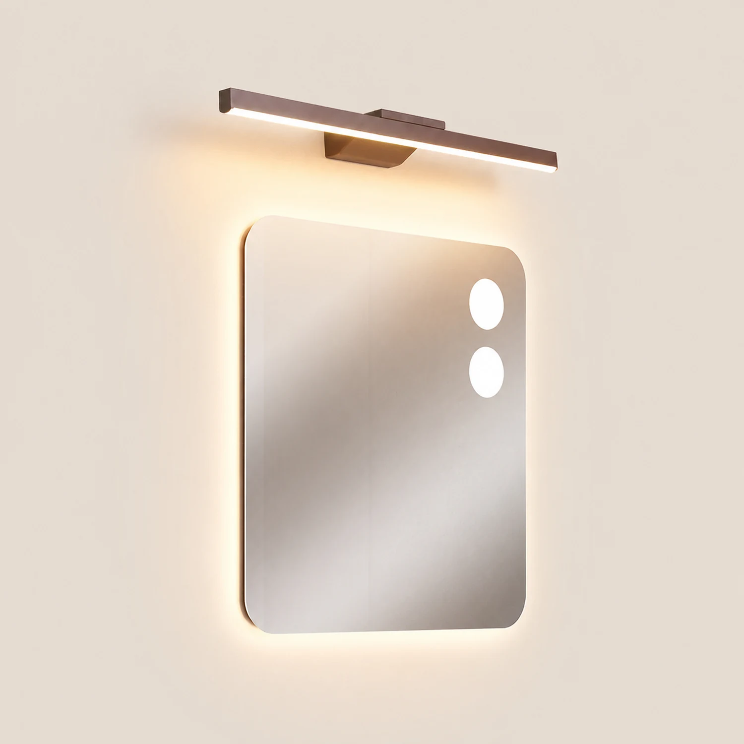 Leigh Modern Linear Metal Wall Lamp Mirror Front, Coffee - Lumpaz