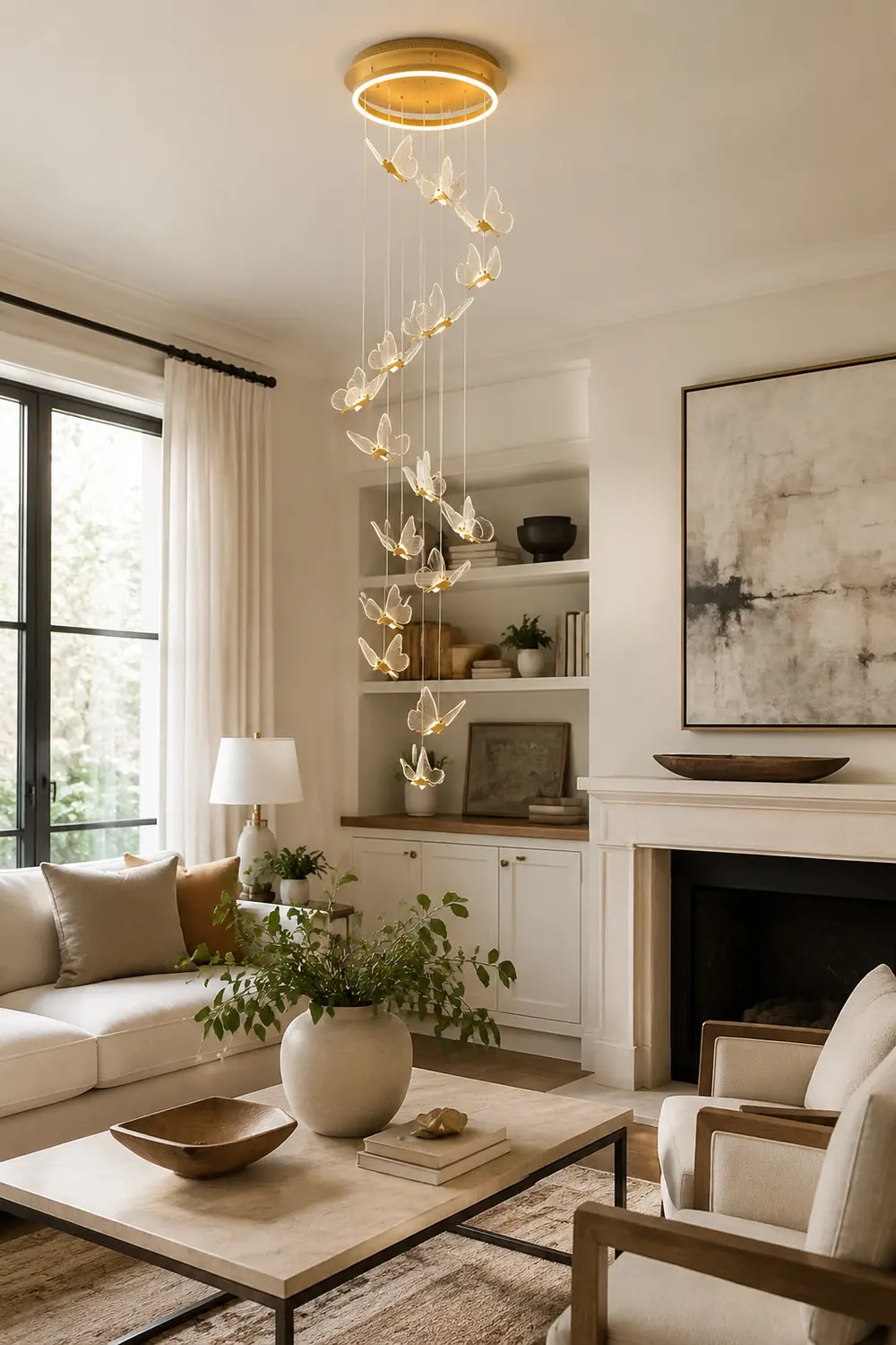 Ophelia Pendant Light Butterfly Modern Luxury, Metal/Acrylic, Gold, Corridor - Lumpaz