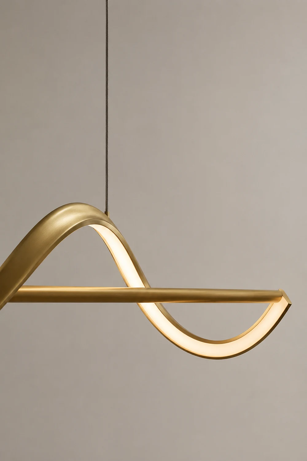 Pendant Light Wave Minimalist Designer Metal Brass/Black Art Gallery - Lumpaz