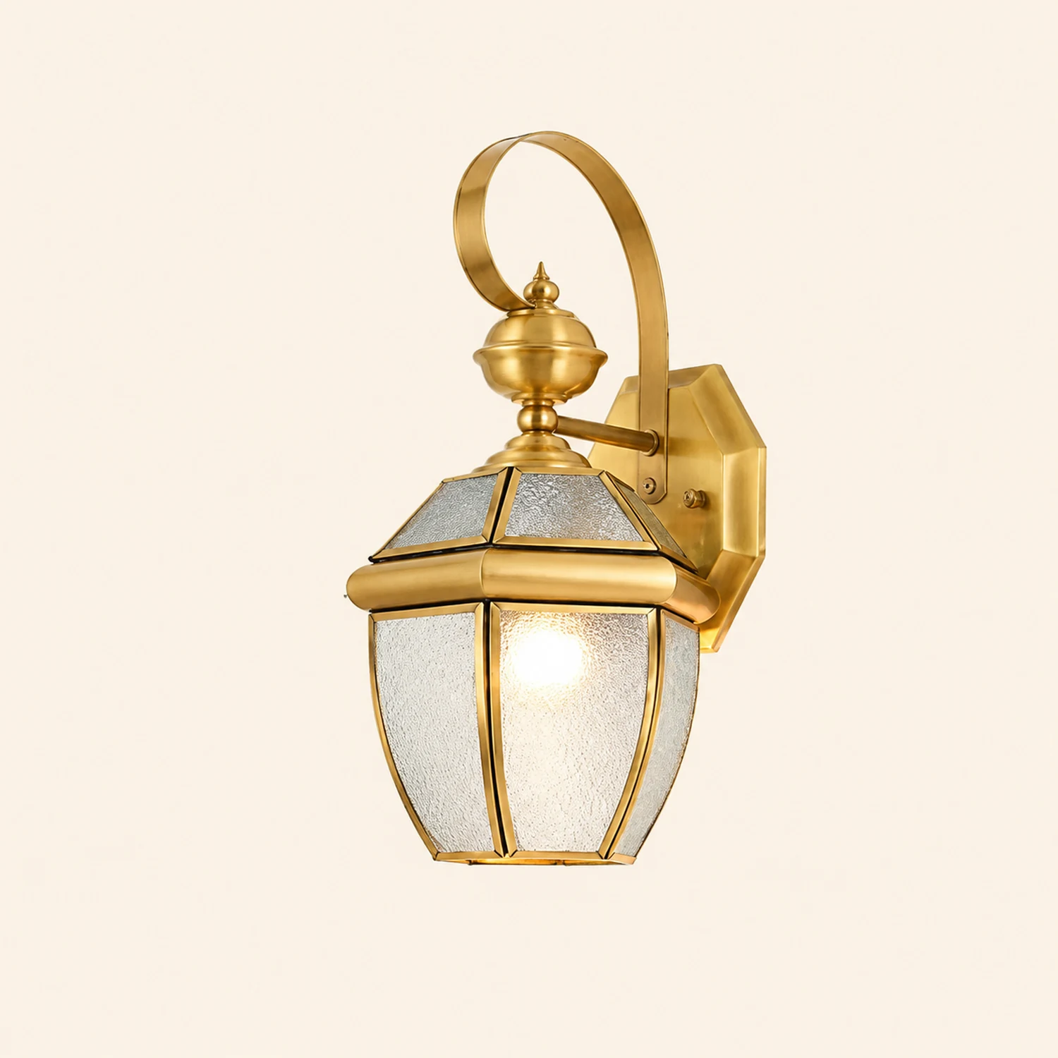 Alessio Vintage Lantern Metal Outdoor Wall Lamp, Gold - Lumpaz