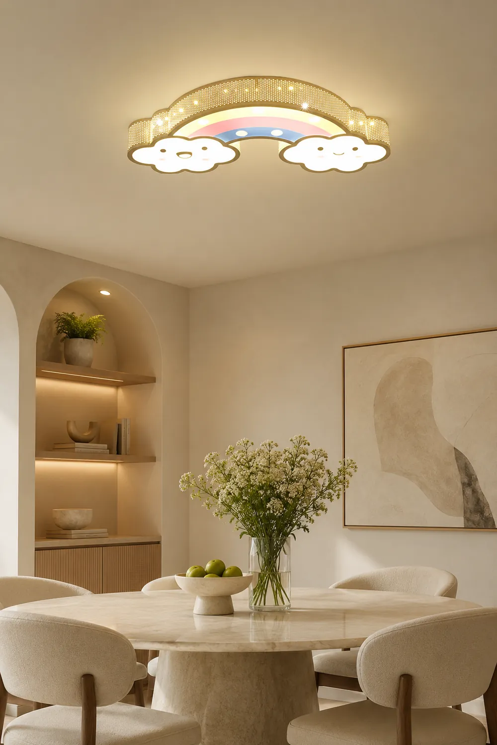Freja Modern Rainbow/Rabbit Acrylic Flush Mount Ceiling Light - Lumpaz