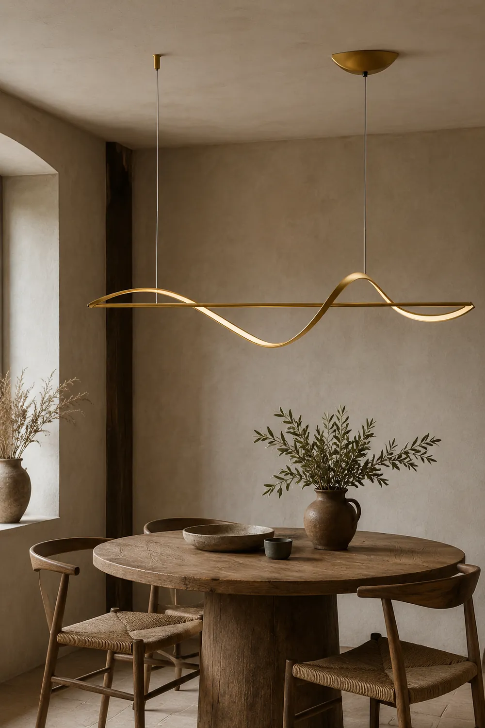 Pendant Light Wave Minimalist Designer Metal Brass/Black Art Gallery - Lumpaz
