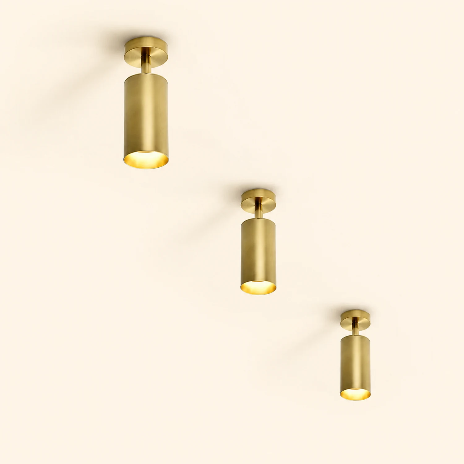 Freja Moderno Gold Cylinder Spotlight Background Flush Mount Ceiling Light, Metal - Lumpaz