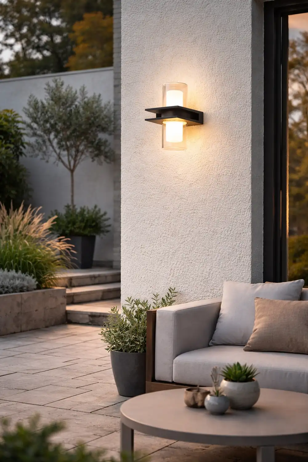 Orr Modern Cylindrical Metal Outdoor Wall Lamp With 2 Heads, Black - Lumpaz