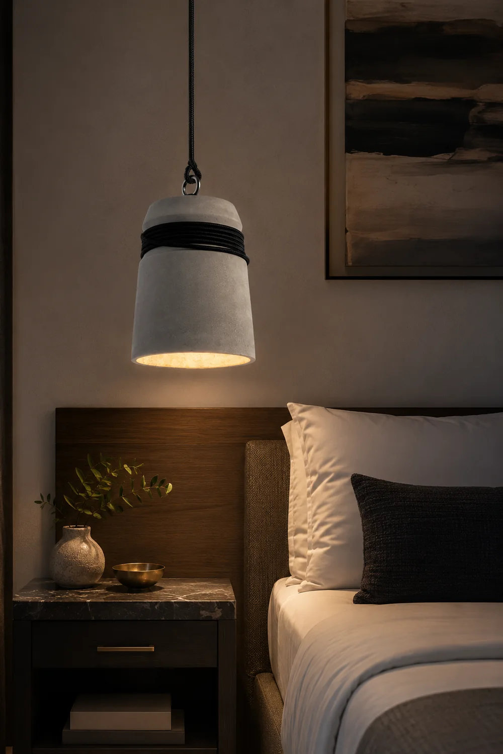 Zaid Industrial Pendant Light, Cement & Metal - Lumpaz