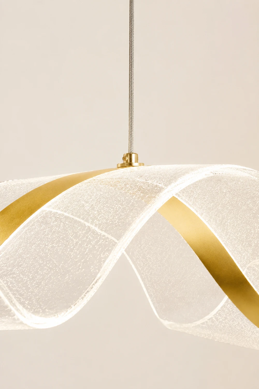Kirsten Pendant Light Designer Wave Acrylic White/Gold Dining Room - Lumpaz