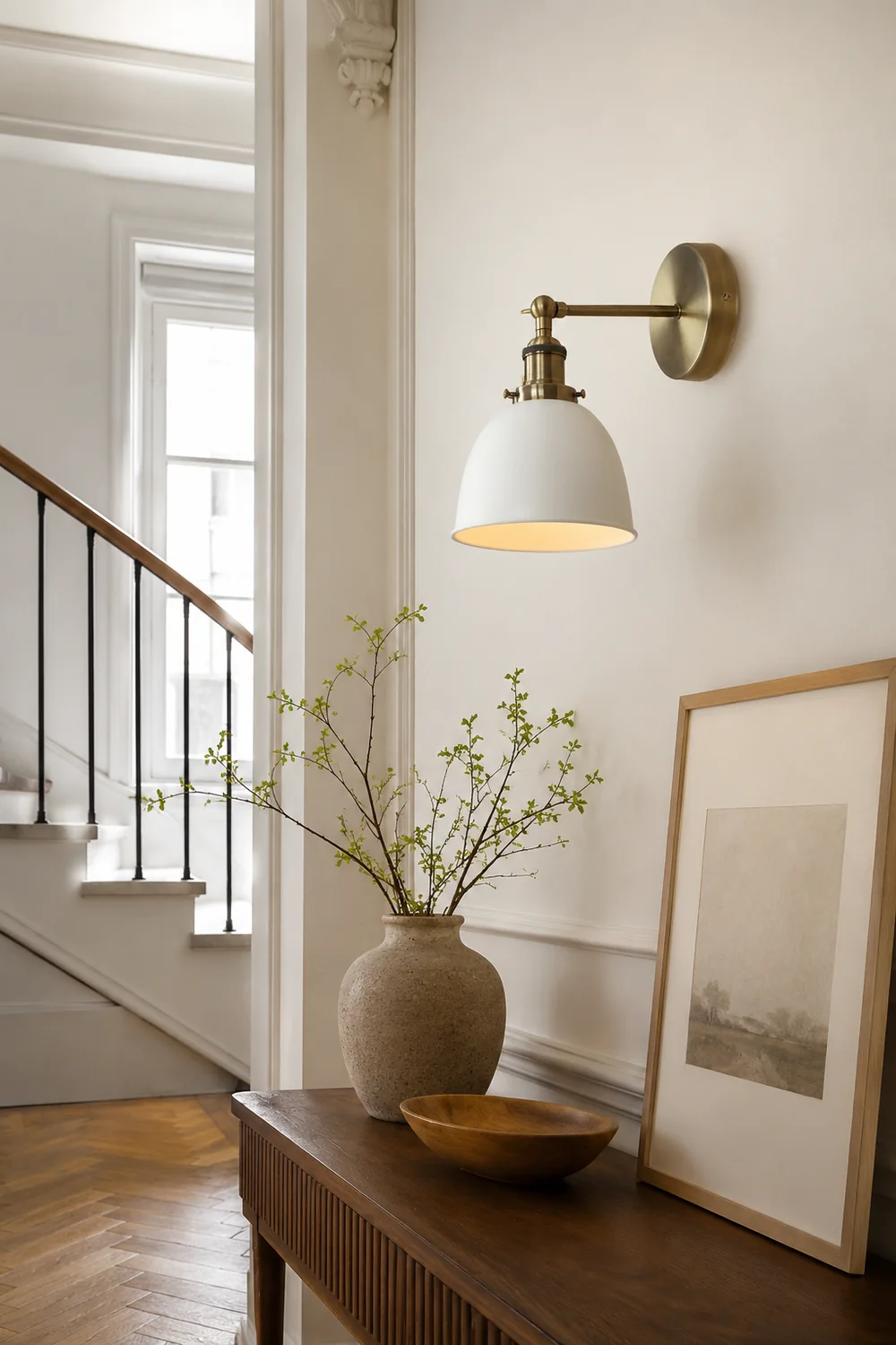 Brady Hanging Wall Lamp Retro/Vintage, Metal/LED, Black/White/Gray, Bedroom - Lumpaz