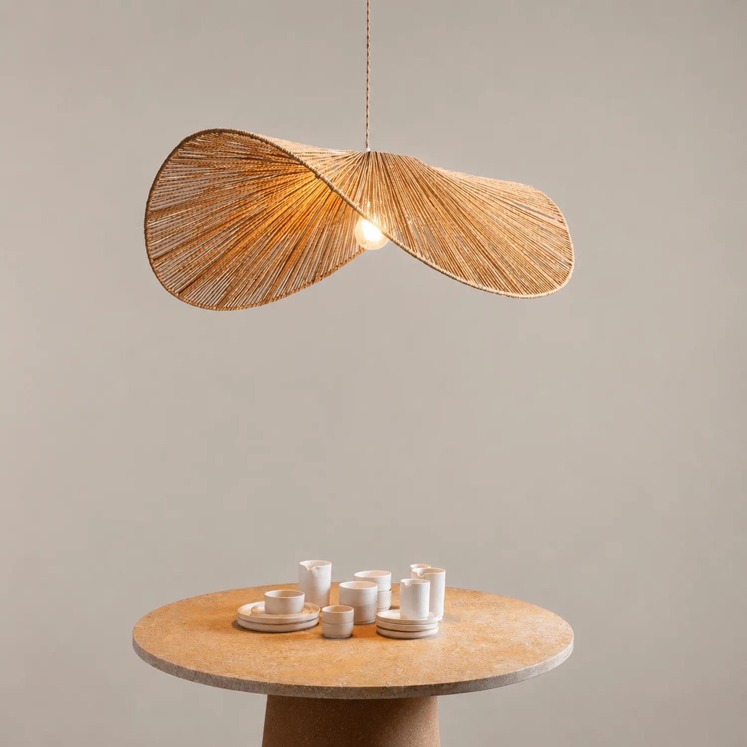 Muto Rustic Twine Pendant Light, Beige/Brown - Lumpaz