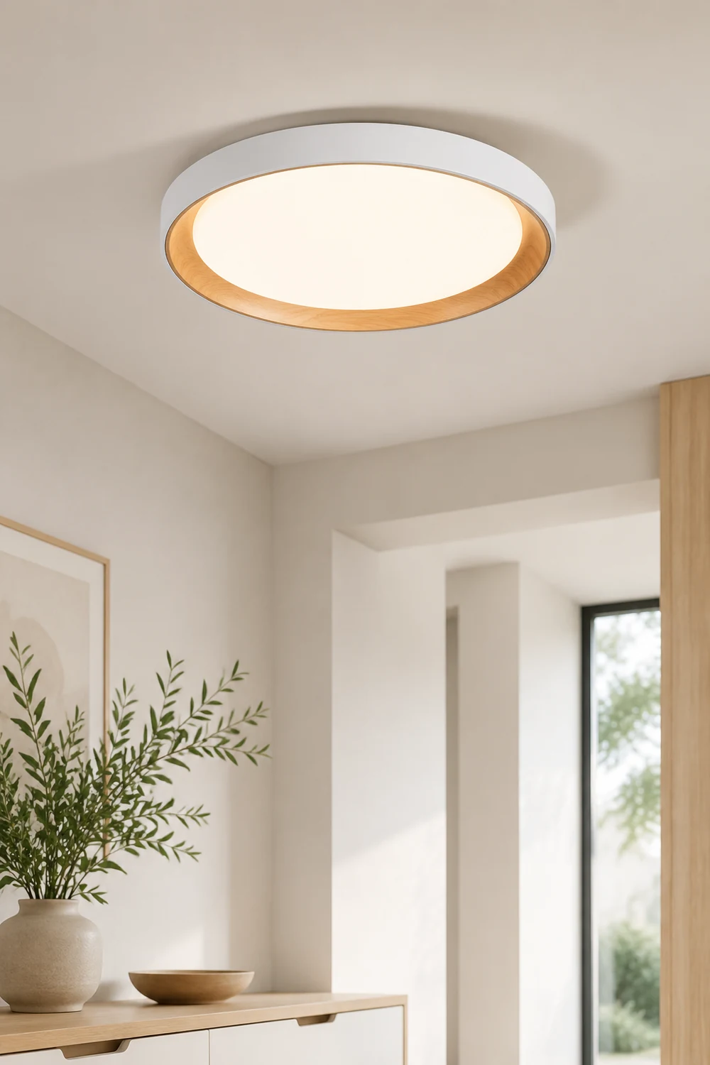 Quinn Modern LED Flush Mount Lighting White Wood/Acrylic Kitchen - Lumpaz