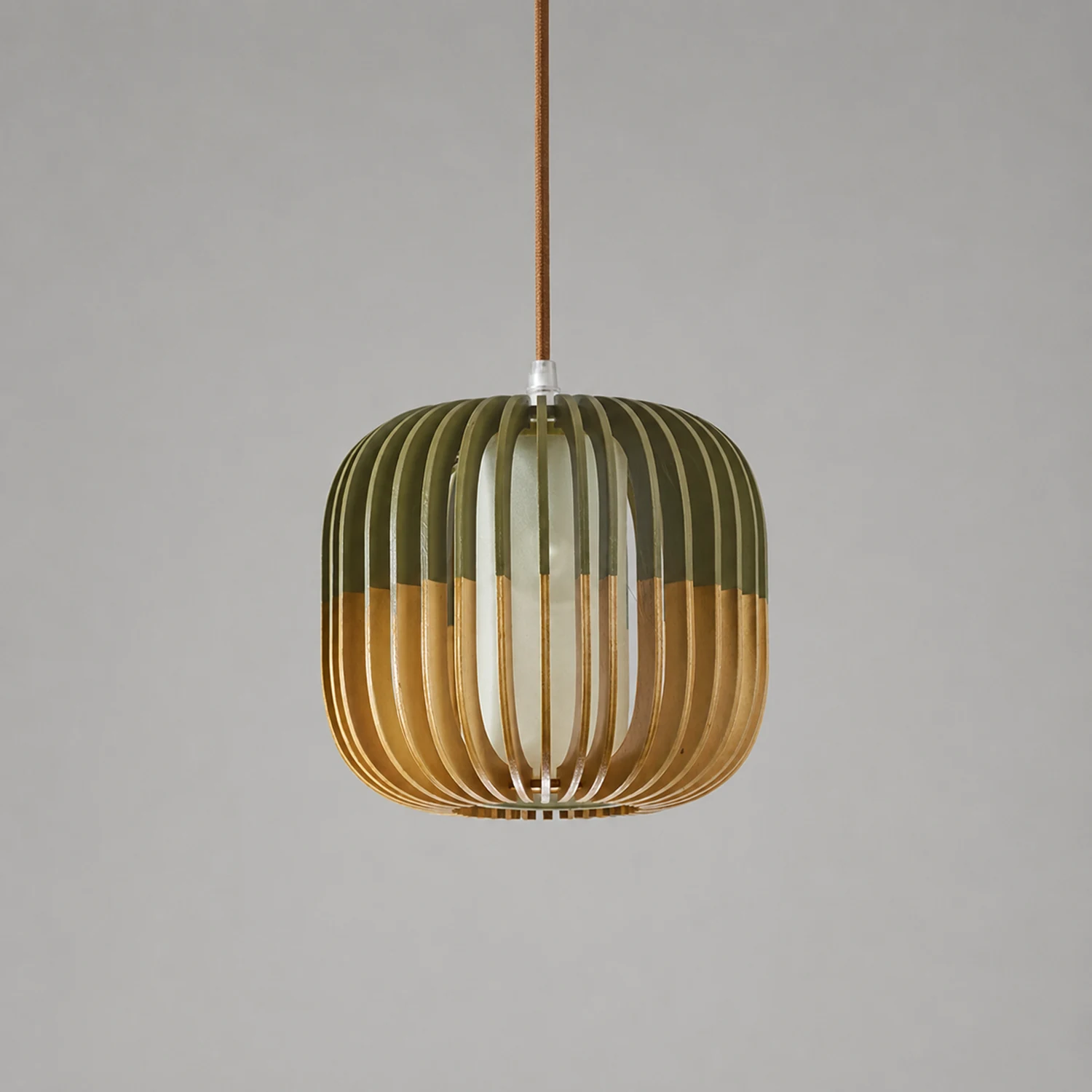 Ozawa Modern Birdcage Wood/Fabric Pendant Light - Lumpaz